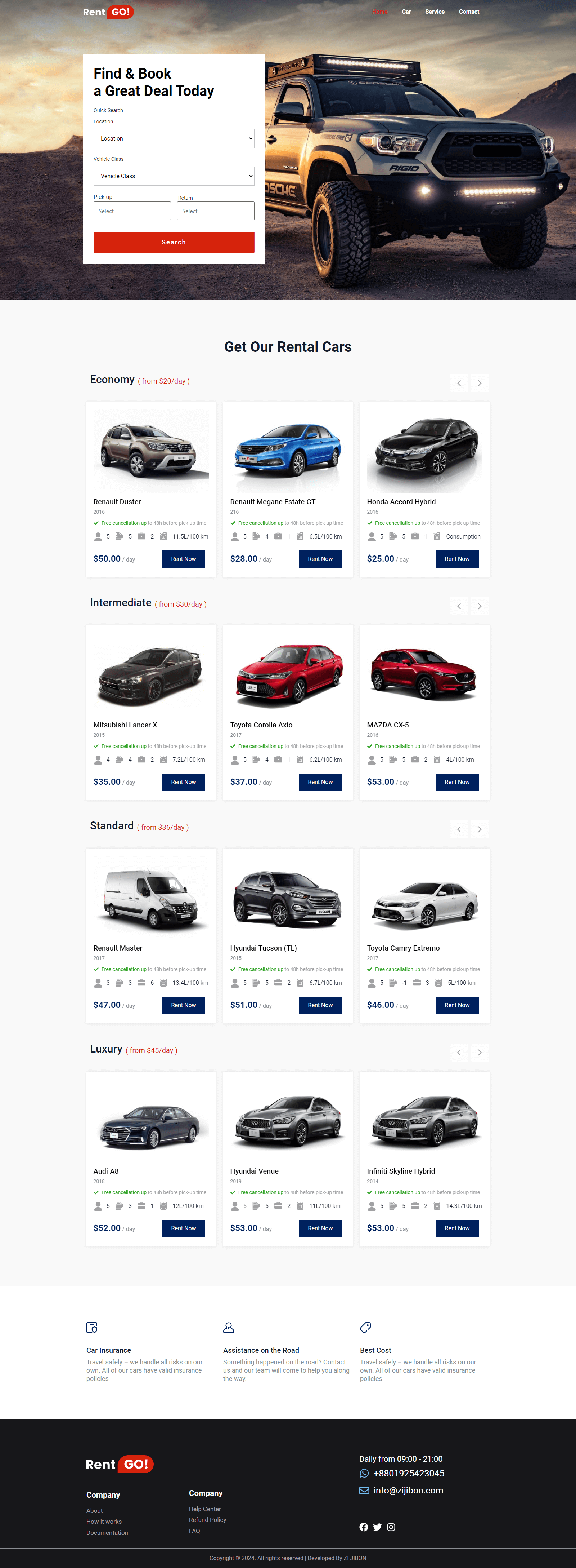 Car rental Booking Website