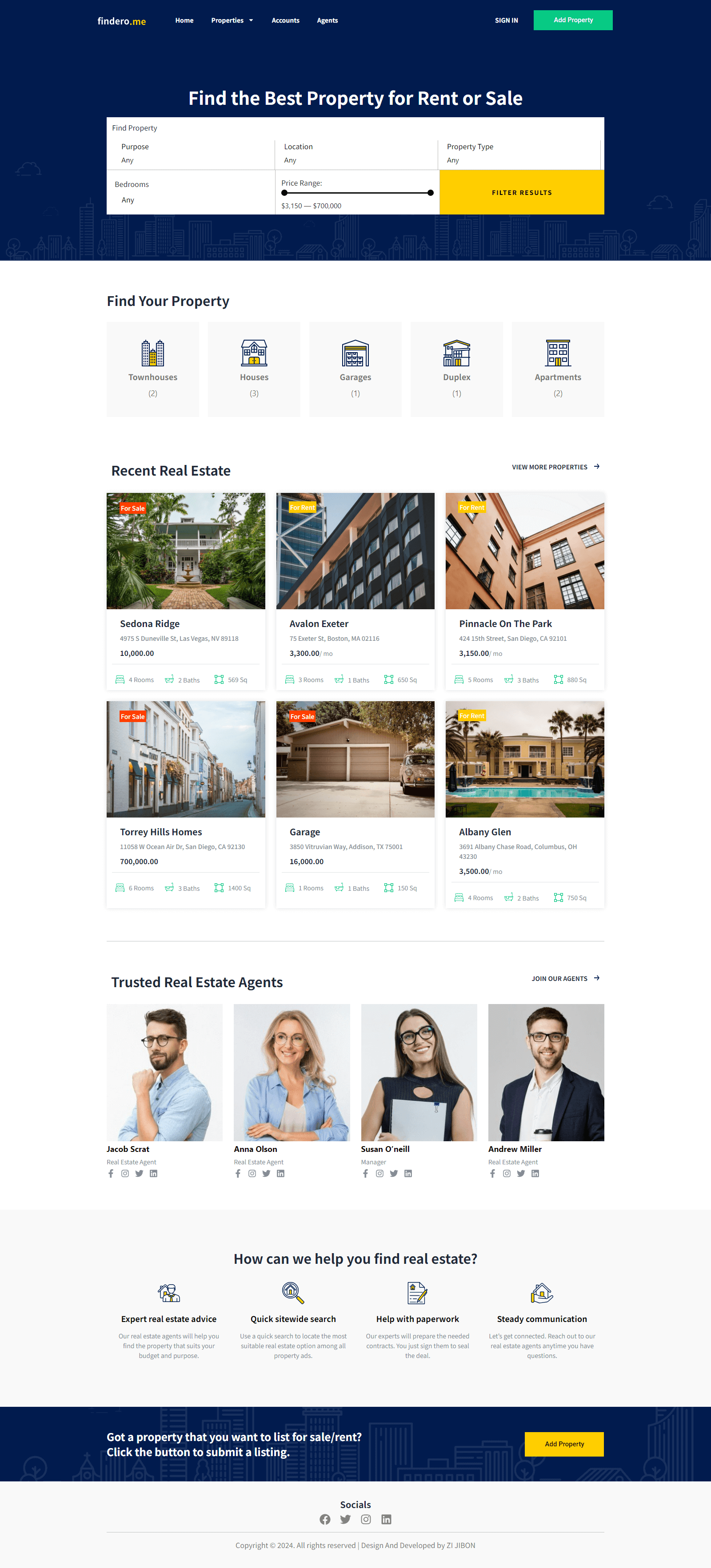 findero real estate website